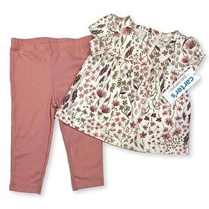 Carter's Just One You® Baby Girls' 2pc Floral Top & Bottom Set - Cream 9M